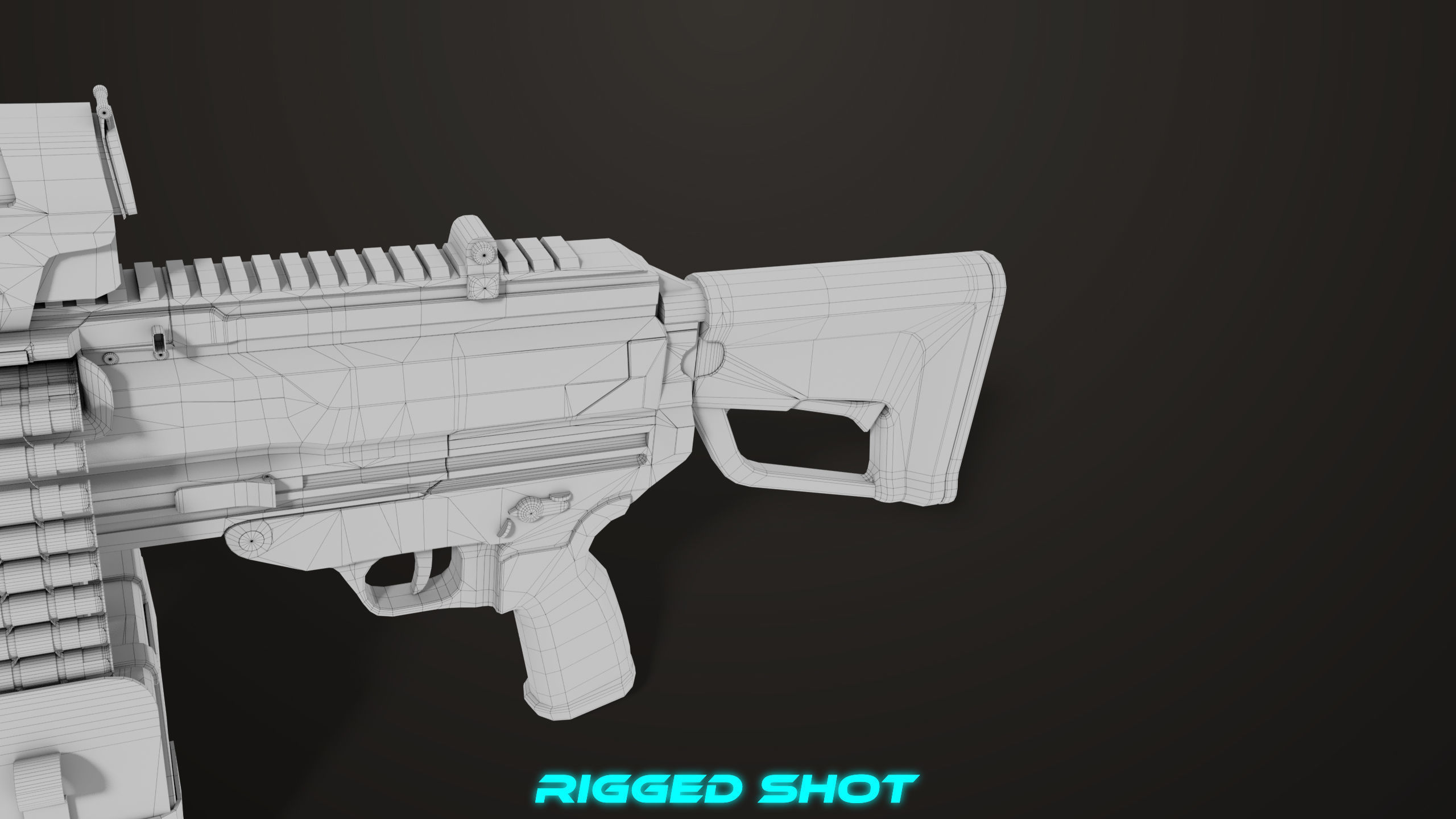 Machine Gun 14 Brown All PBR Unity UE Textures Low-poly 3D model_63