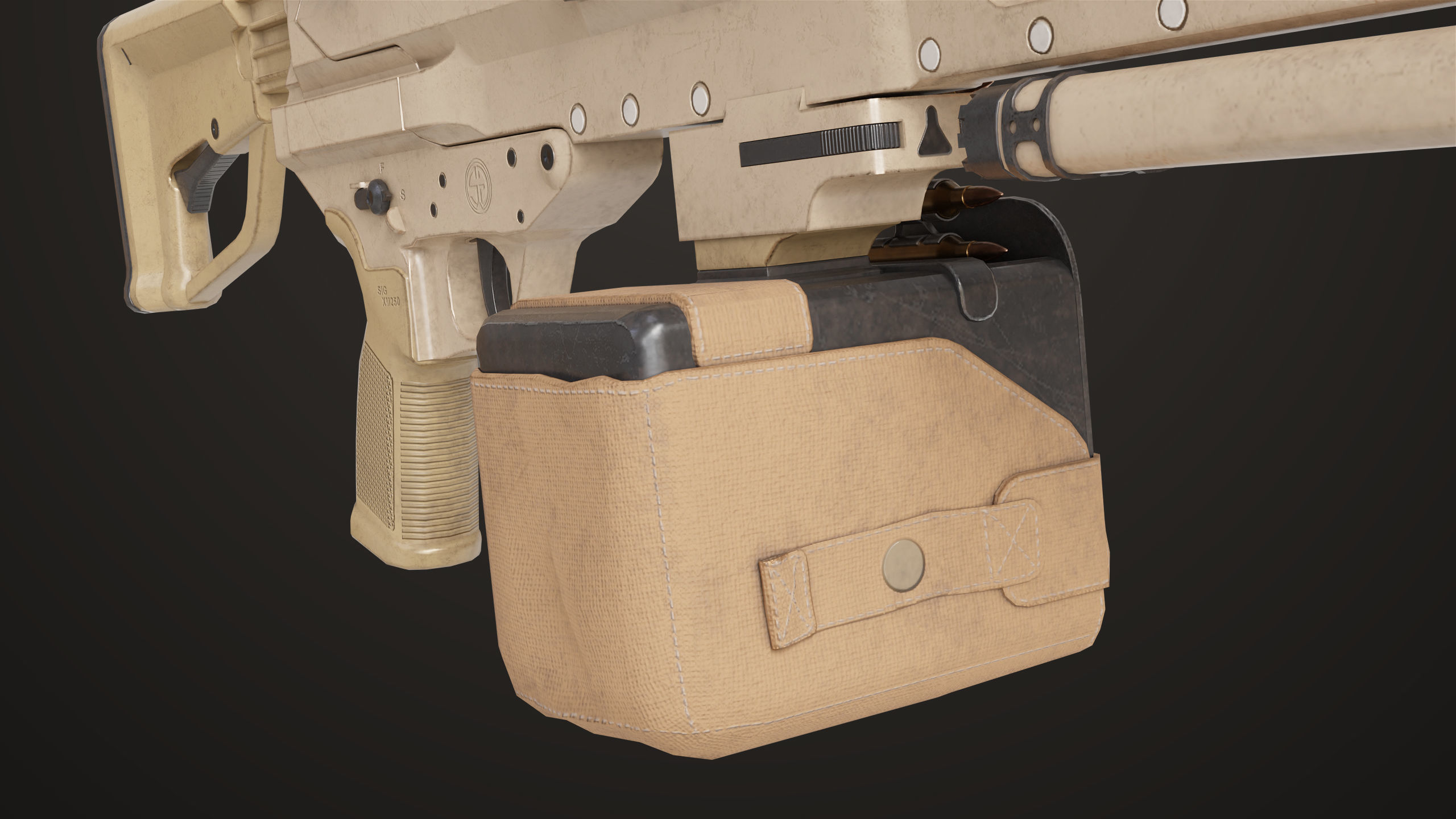 Machine Gun 14 Brown All PBR Unity UE Textures Low-poly 3D model_41