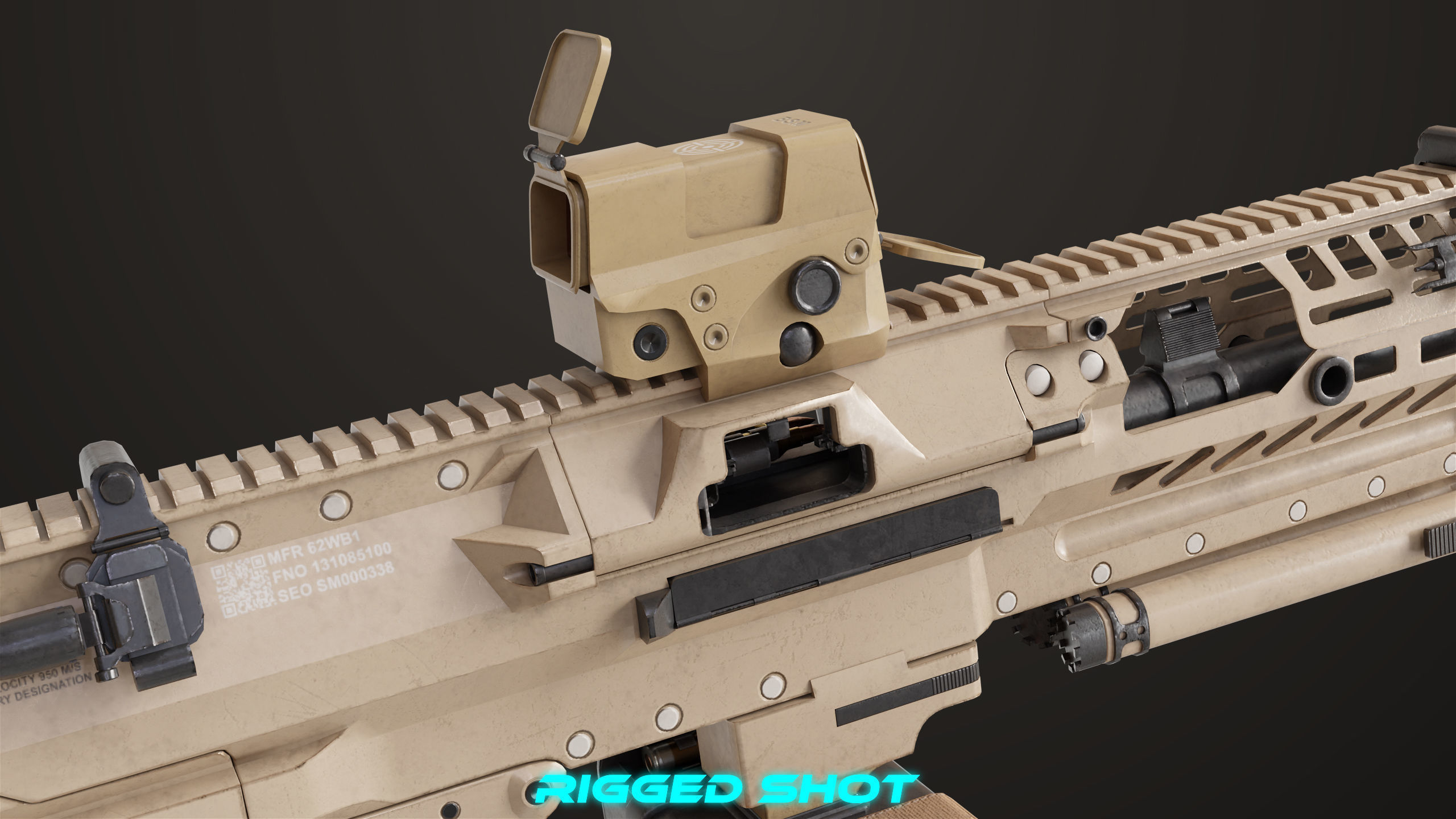 Machine Gun 14 Brown All PBR Unity UE Textures Low-poly 3D model_18