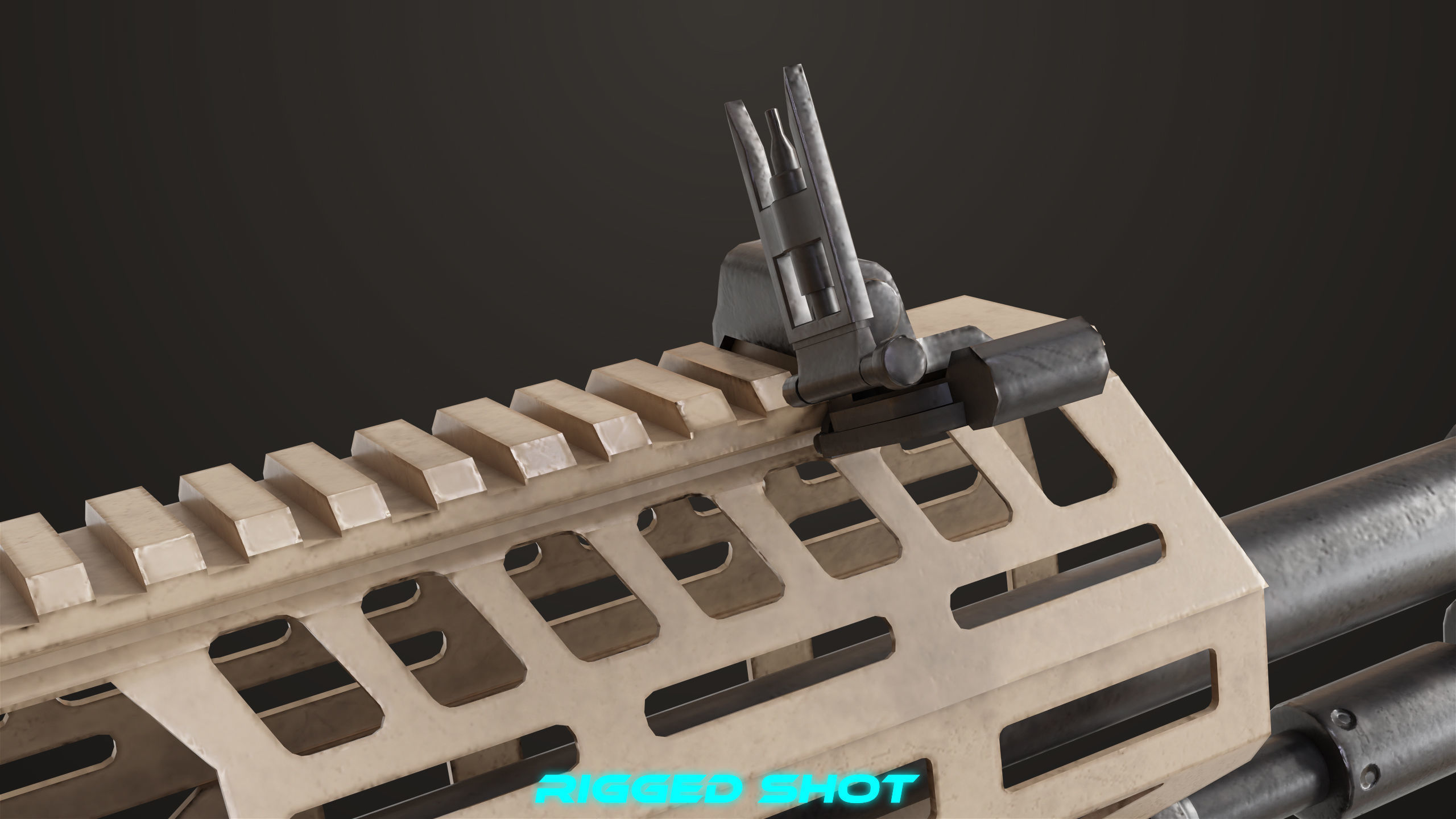 Machine Gun 14 Brown All PBR Unity UE Textures Low-poly 3D model_26