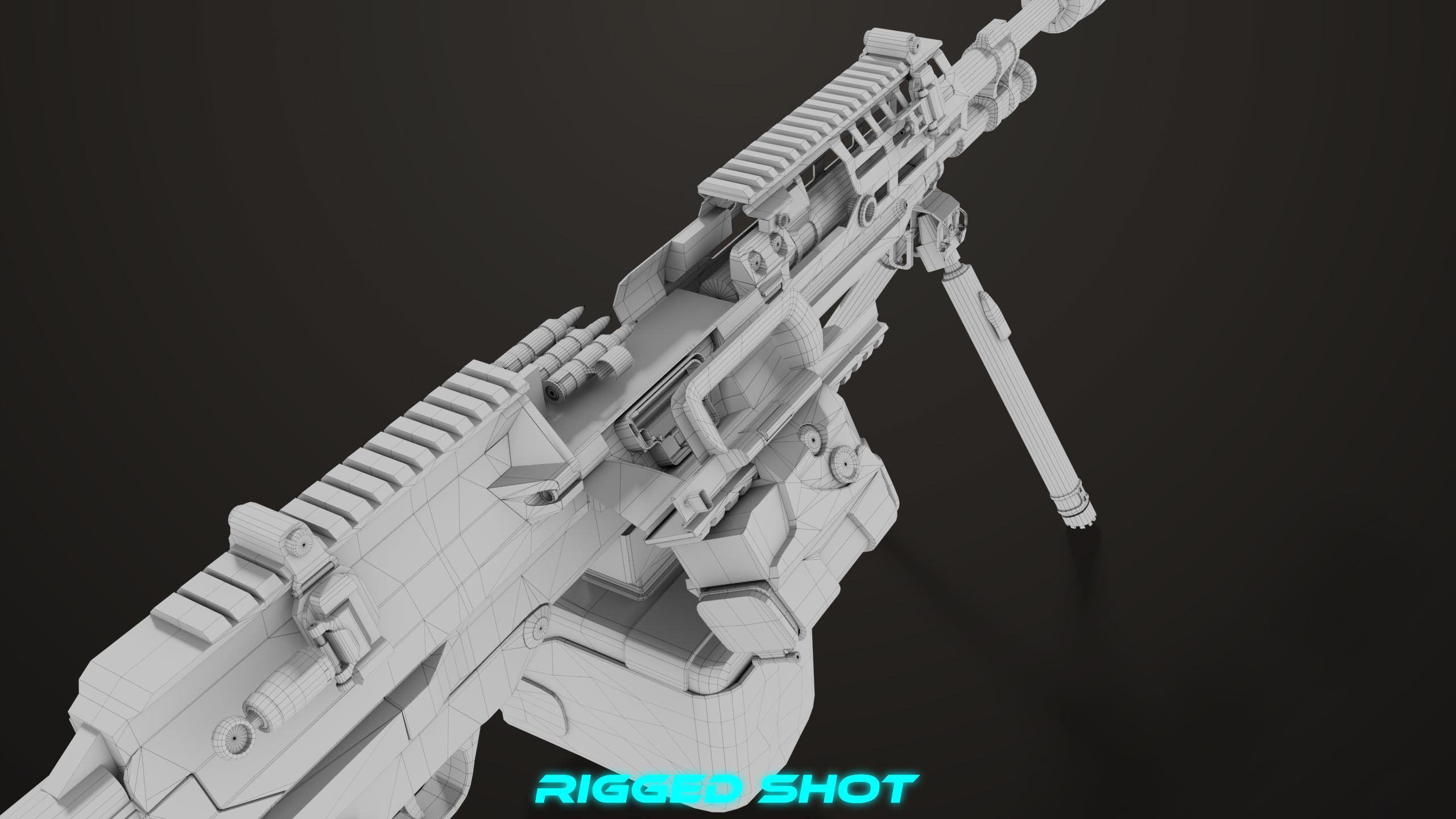 Machine Gun 14 Brown All PBR Unity UE Textures Low-poly 3D model_82