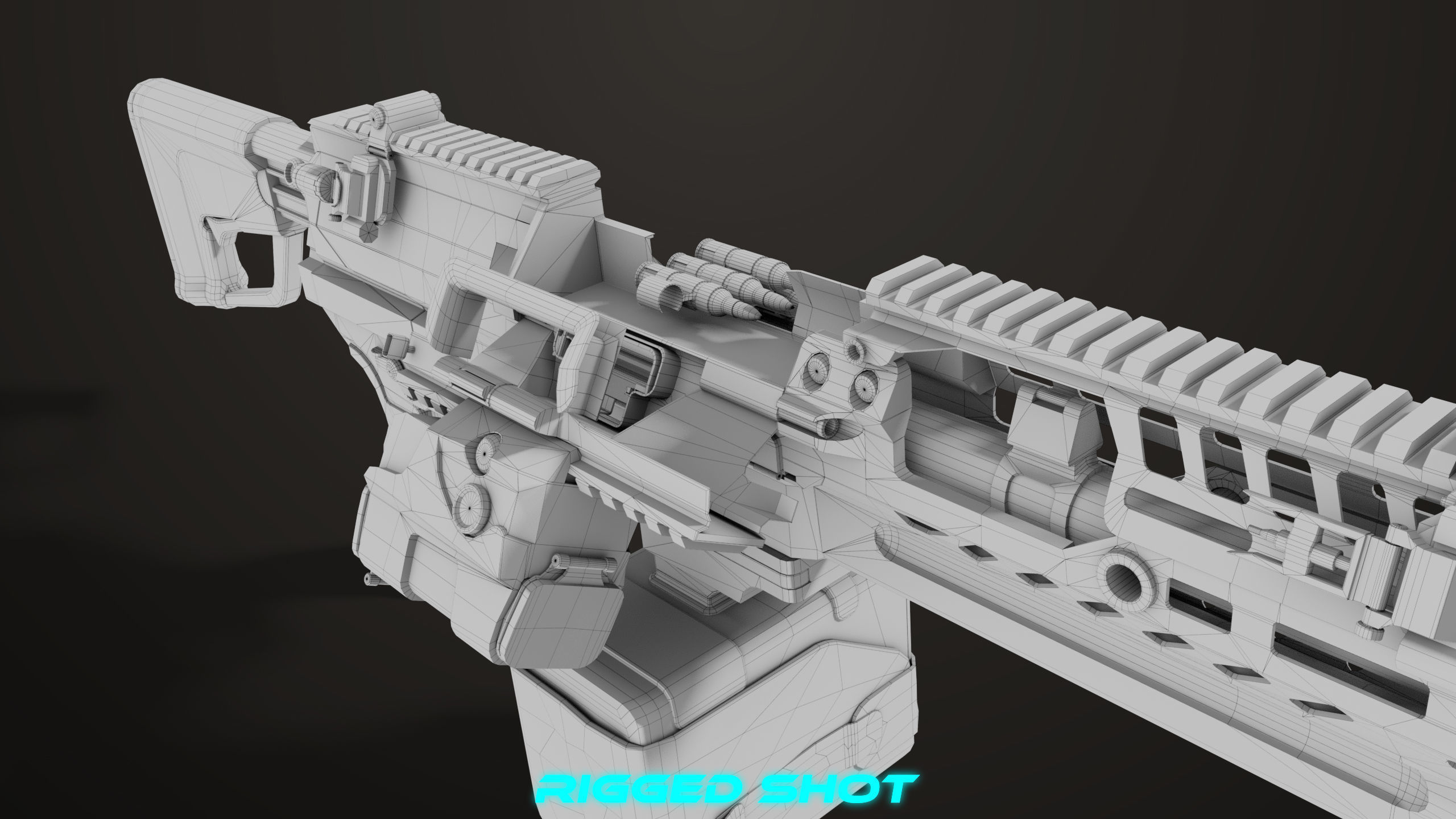 Machine Gun 14 Brown All PBR Unity UE Textures Low-poly 3D model_83