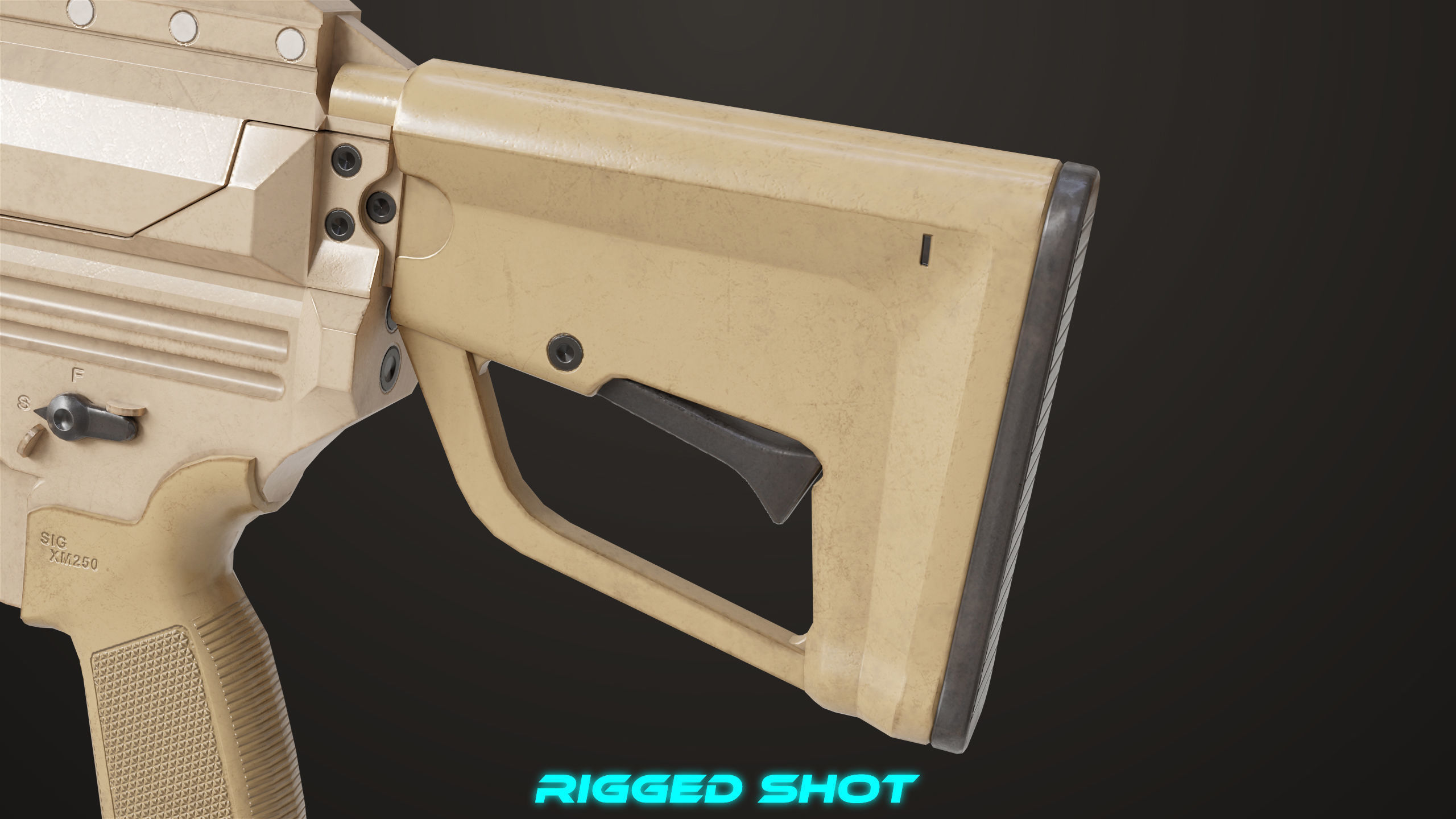 Machine Gun 14 Brown All PBR Unity UE Textures Low-poly 3D model_29