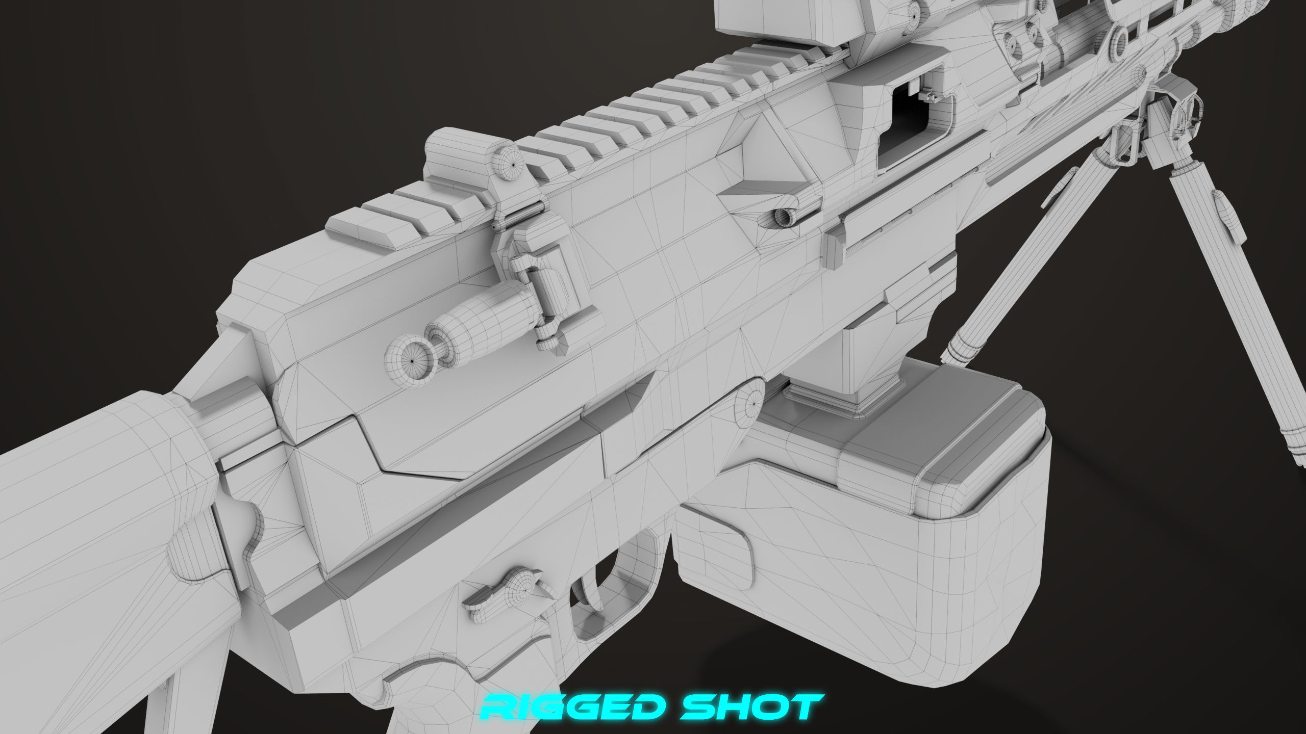 Machine Gun 14 Brown All PBR Unity UE Textures Low-poly 3D model_64