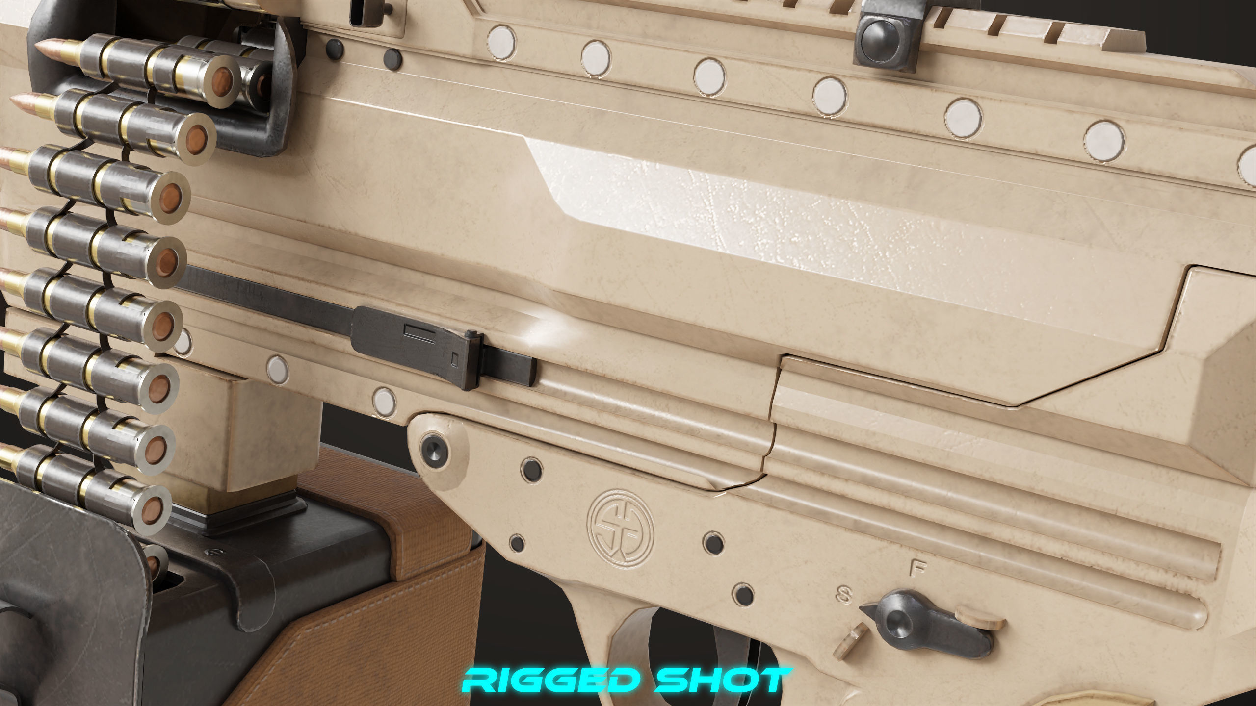 Machine Gun 14 Brown All PBR Unity UE Textures Low-poly 3D model_32