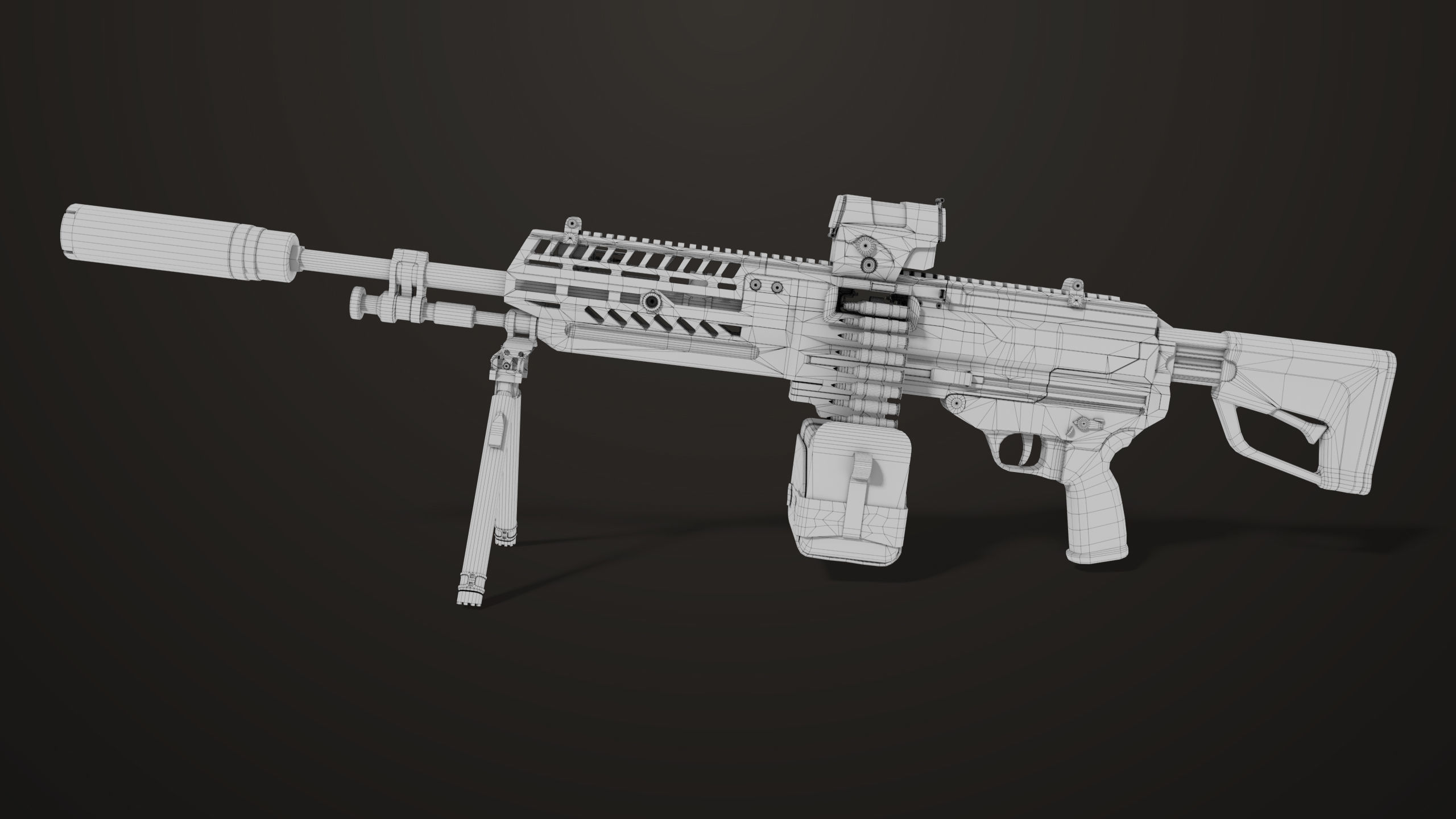 Machine Gun 14 Brown All PBR Unity UE Textures Low-poly 3D model_45