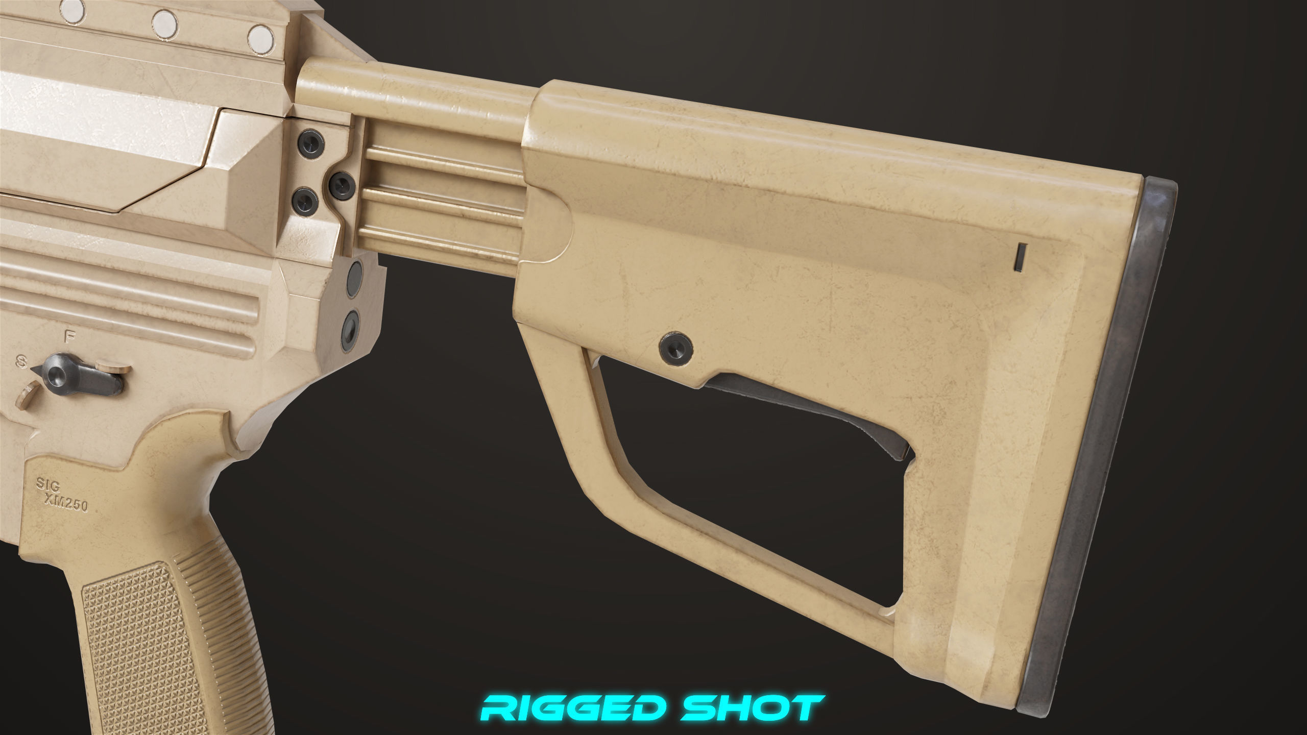 Machine Gun 14 Brown All PBR Unity UE Textures Low-poly 3D model_28