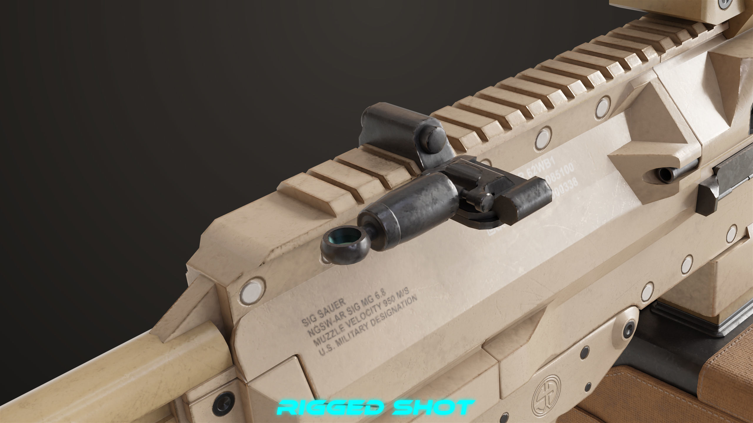 Machine Gun 14 Brown All PBR Unity UE Textures Low-poly 3D model_22