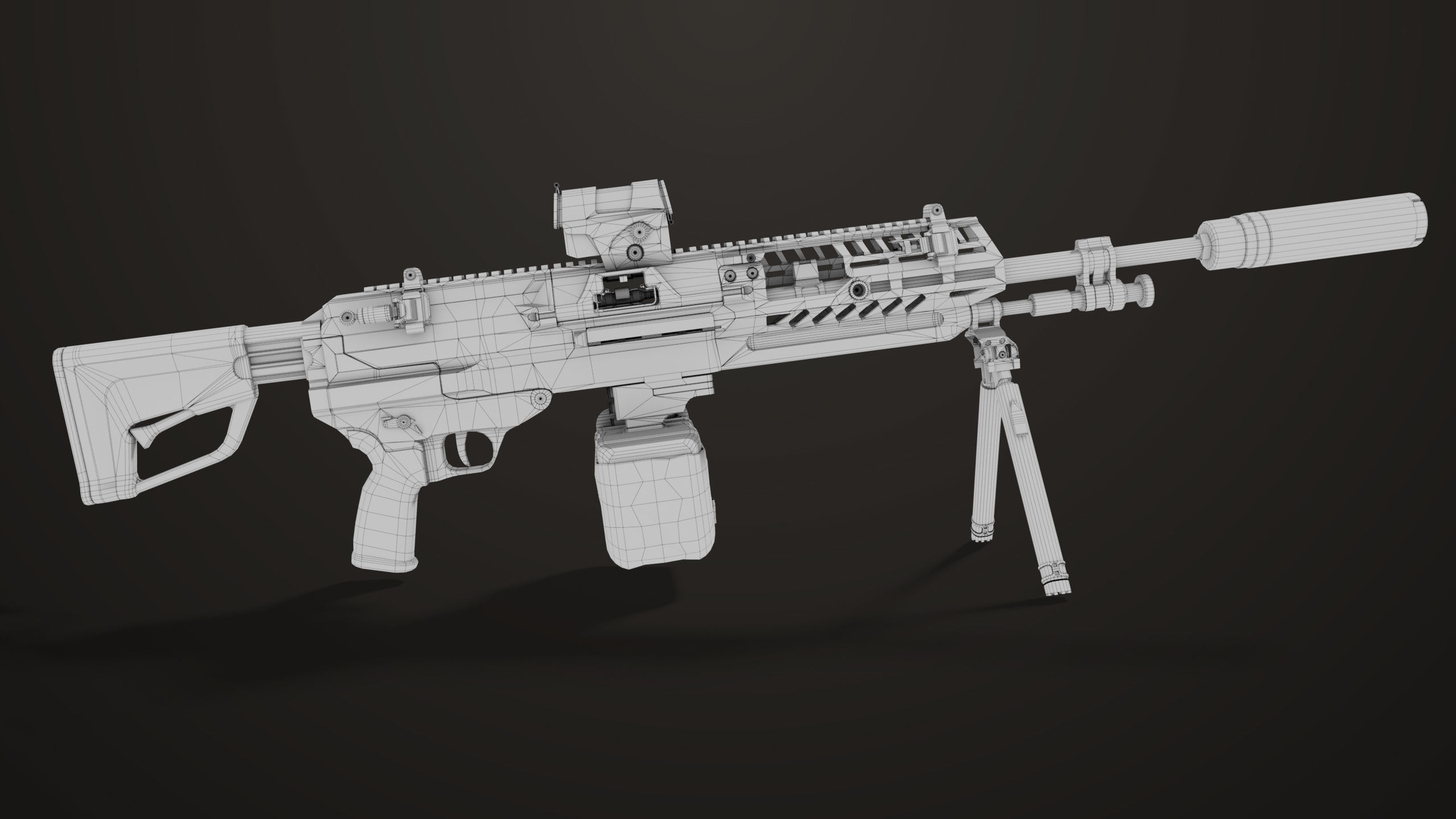 Machine Gun 14 Brown All PBR Unity UE Textures Low-poly 3D model_48