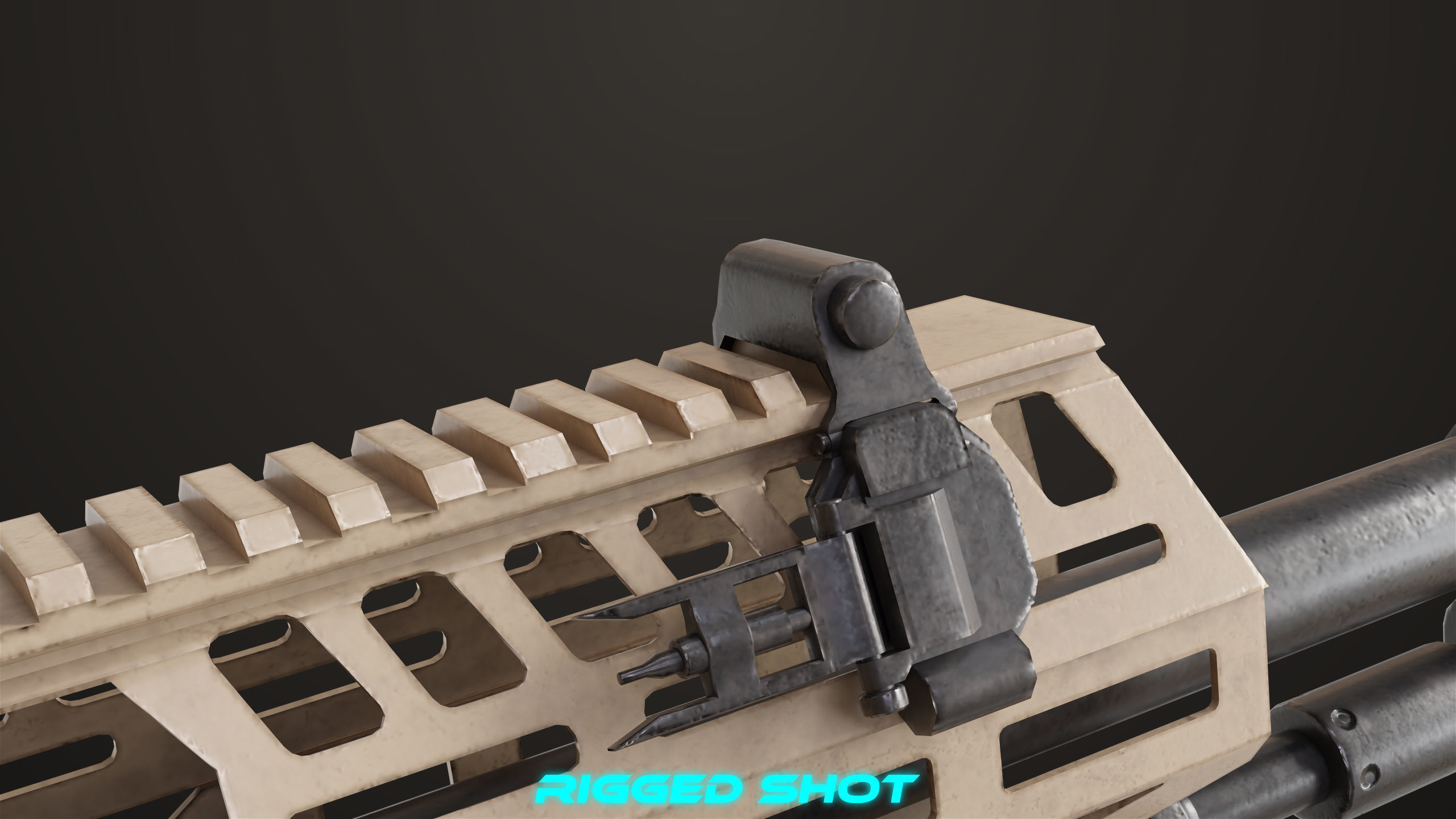 Machine Gun 14 Brown All PBR Unity UE Textures Low-poly 3D model_24