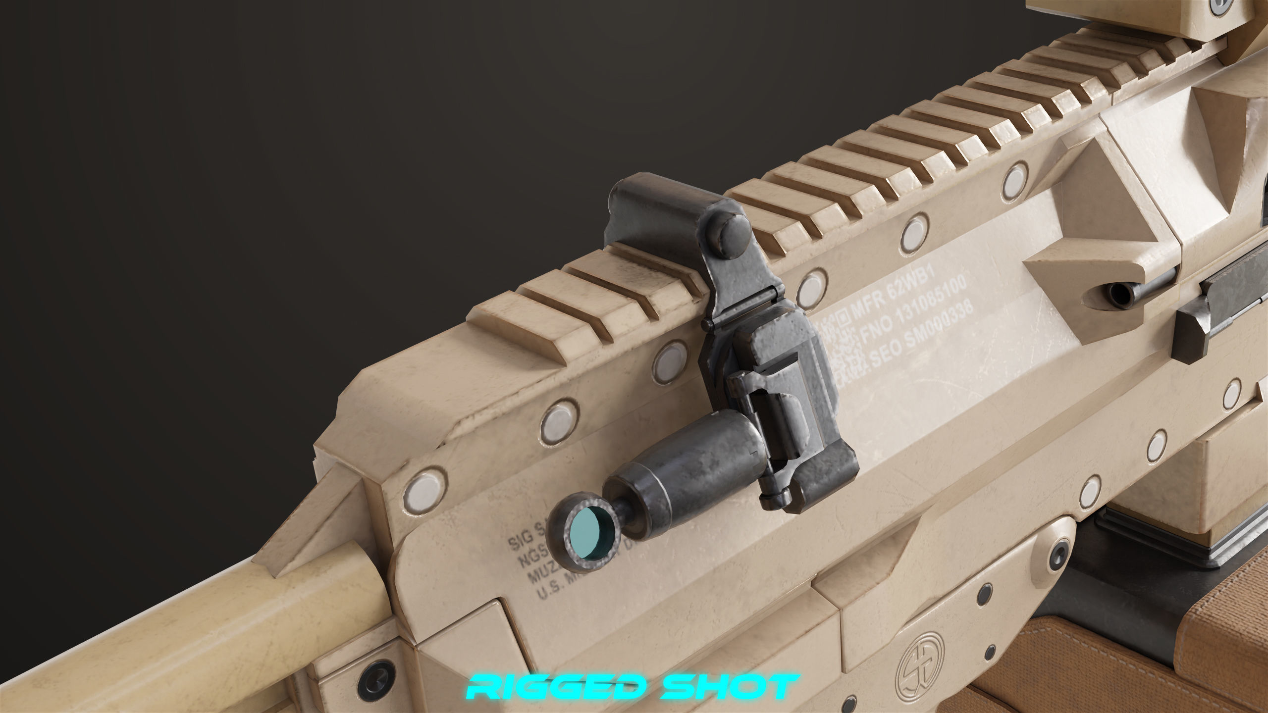 Machine Gun 14 Brown All PBR Unity UE Textures Low-poly 3D model_21