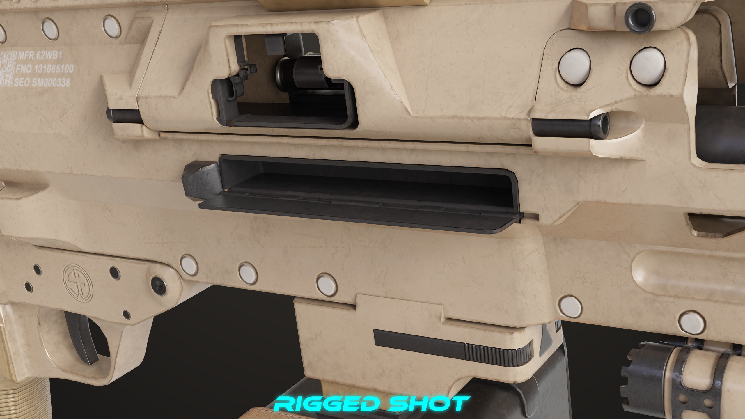 Machine Gun 14 Brown All PBR Unity UE Textures Low-poly 3D model_36
