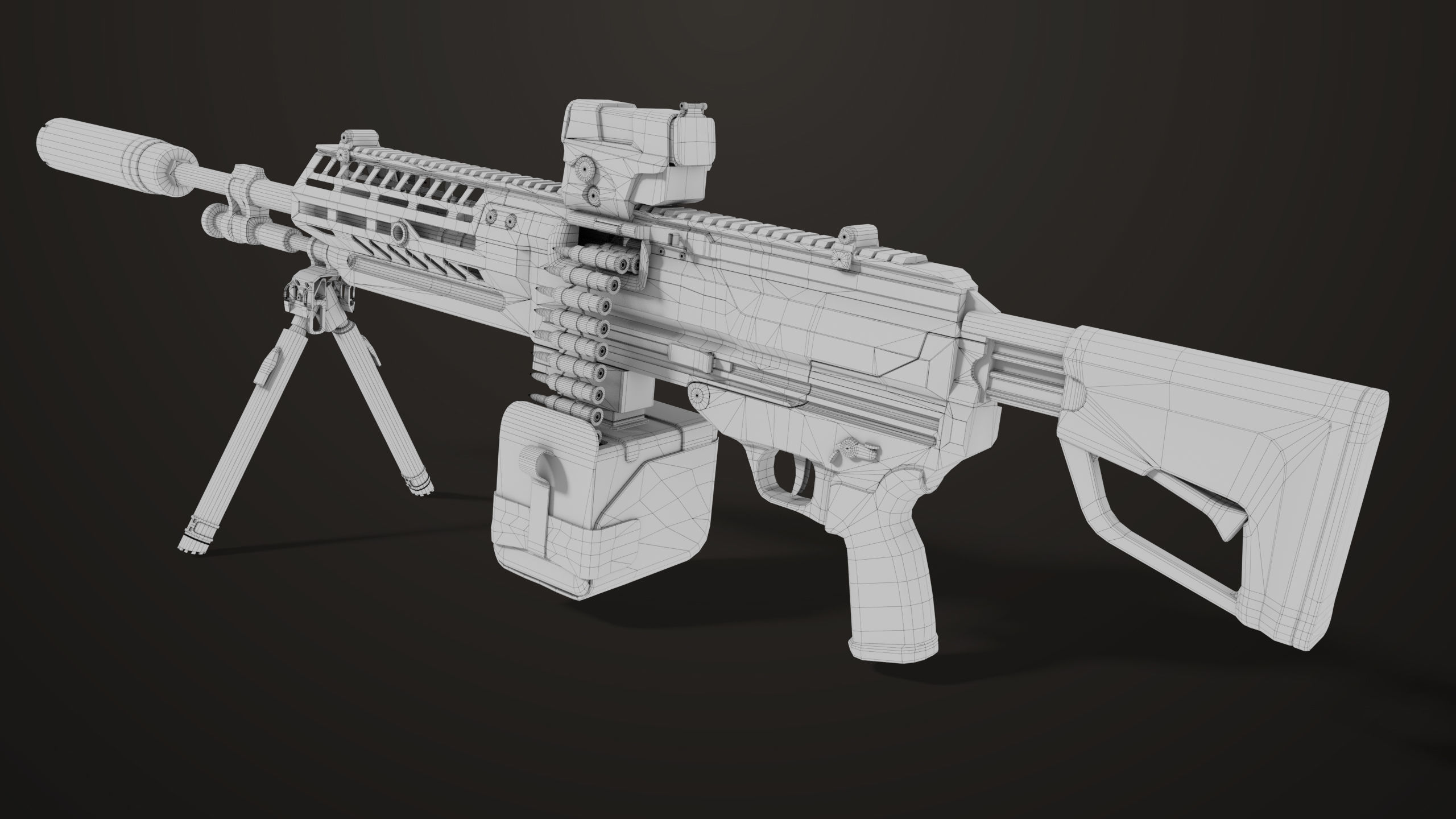 Machine Gun 14 Brown All PBR Unity UE Textures Low-poly 3D model_50