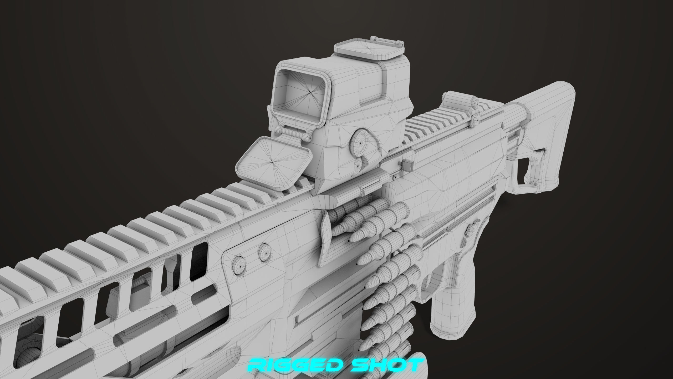Machine Gun 14 Brown All PBR Unity UE Textures Low-poly 3D model_59