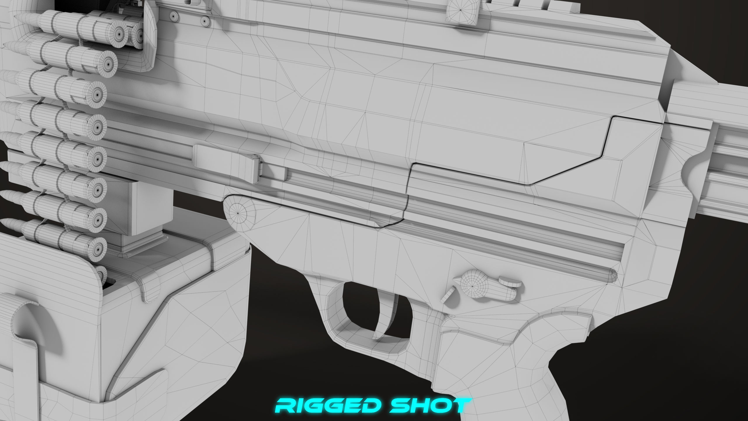 Machine Gun 14 Brown All PBR Unity UE Textures Low-poly 3D model_75