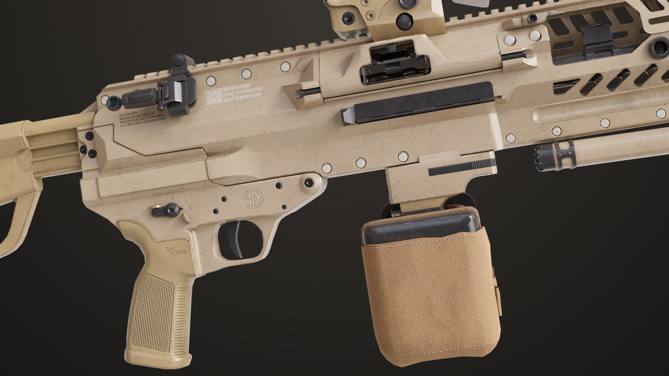 Machine Gun 14 Brown All PBR Unity UE Textures Low-poly 3D model_40