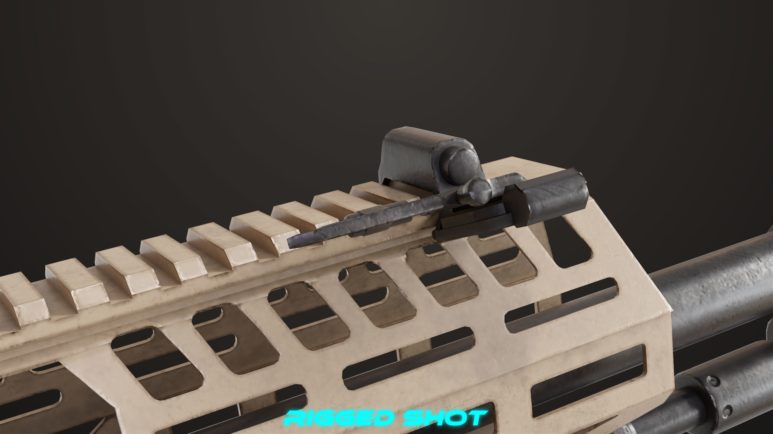 Machine Gun 14 Brown All PBR Unity UE Textures Low-poly 3D model_25