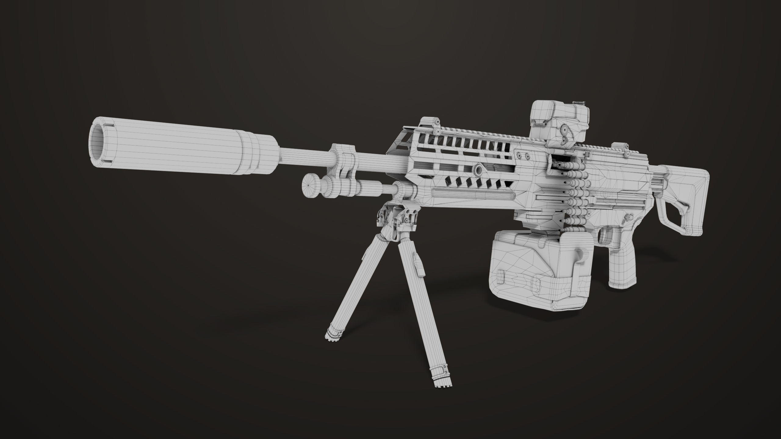 Machine Gun 14 Brown All PBR Unity UE Textures Low-poly 3D model_46