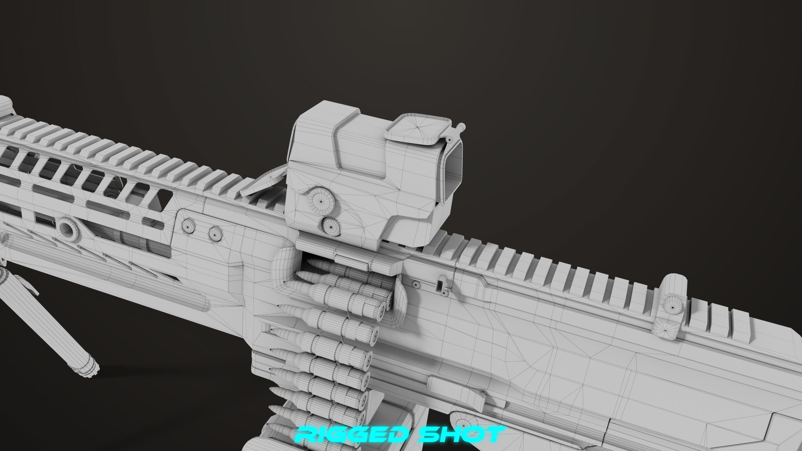 Machine Gun 14 Brown All PBR Unity UE Textures Low-poly 3D model_57