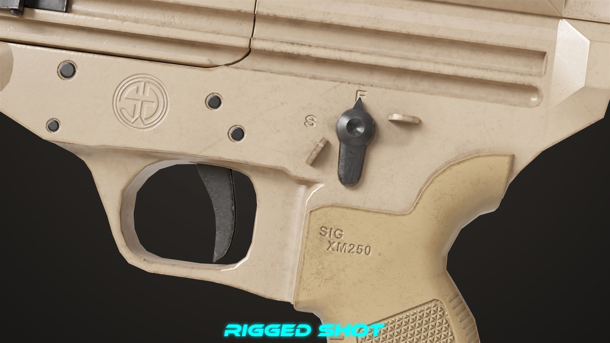 Machine Gun 14 Brown All PBR Unity UE Textures Low-poly 3D model_31