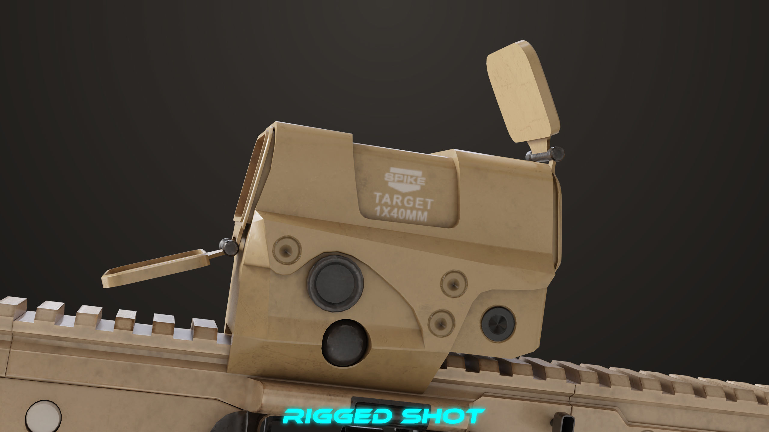 Machine Gun 14 Brown All PBR Unity UE Textures Low-poly 3D model_19