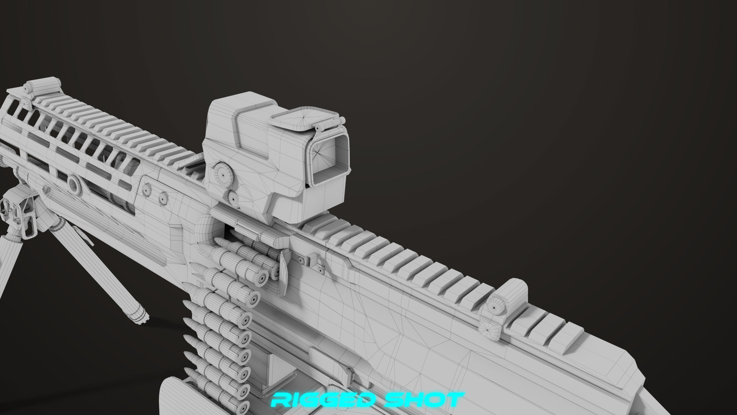 Machine Gun 14 Brown All PBR Unity UE Textures Low-poly 3D model_58