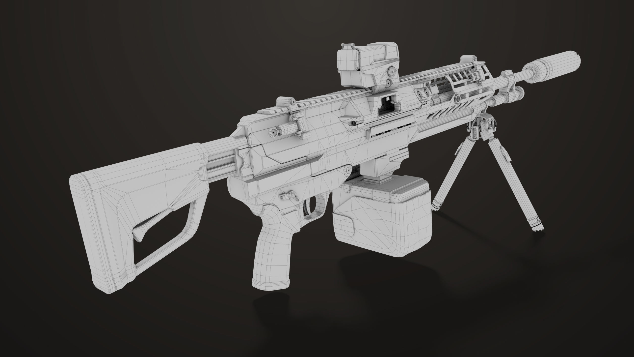 Machine Gun 14 Brown All PBR Unity UE Textures Low-poly 3D model_49