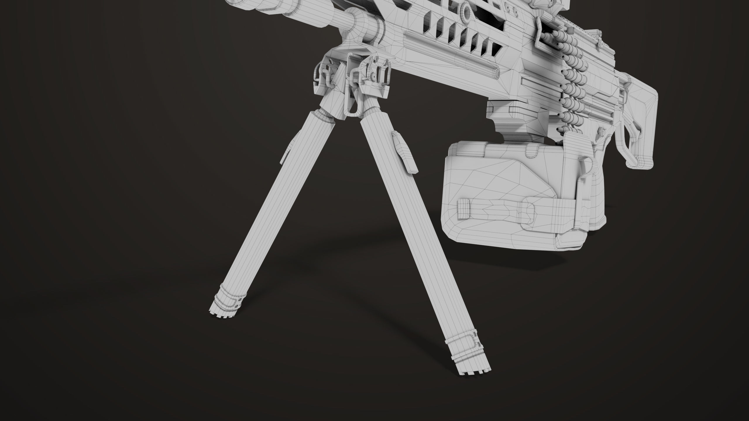 Machine Gun 14 Brown All PBR Unity UE Textures Low-poly 3D model_51