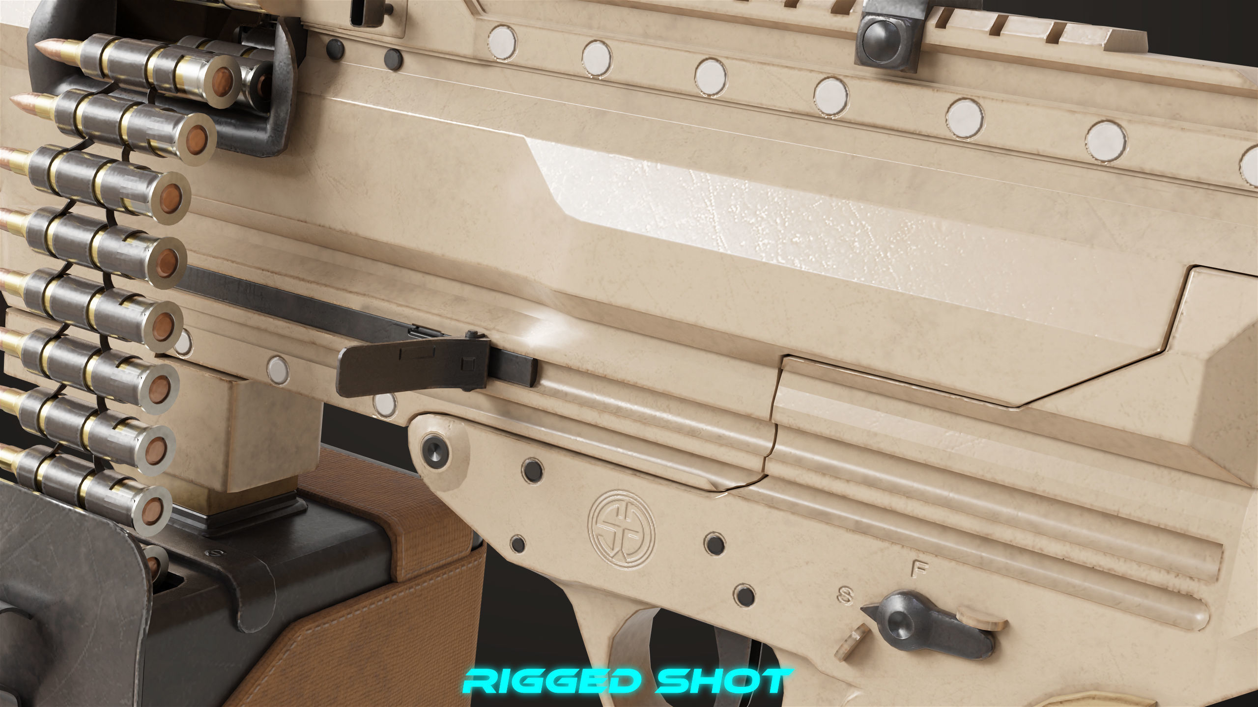 Machine Gun 14 Brown All PBR Unity UE Textures Low-poly 3D model_33