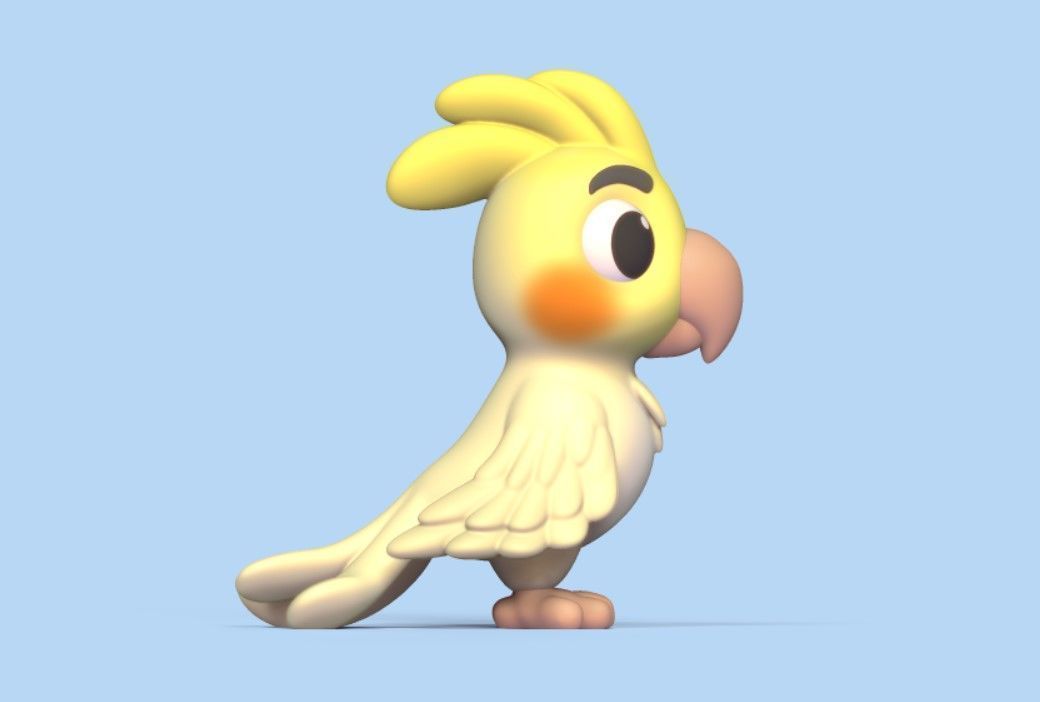 Cockatiel Cartoon 3D print model_3