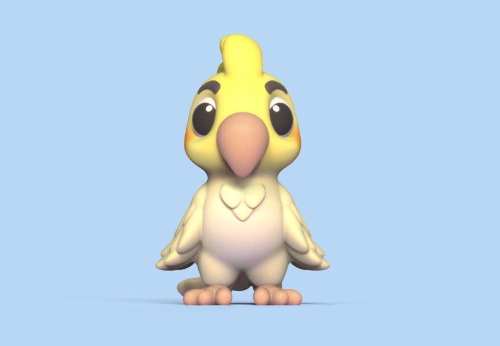 Cockatiel Cartoon 3D print model_2