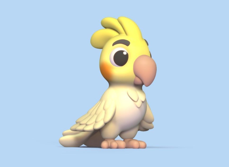 Cockatiel Cartoon 3D print model_1