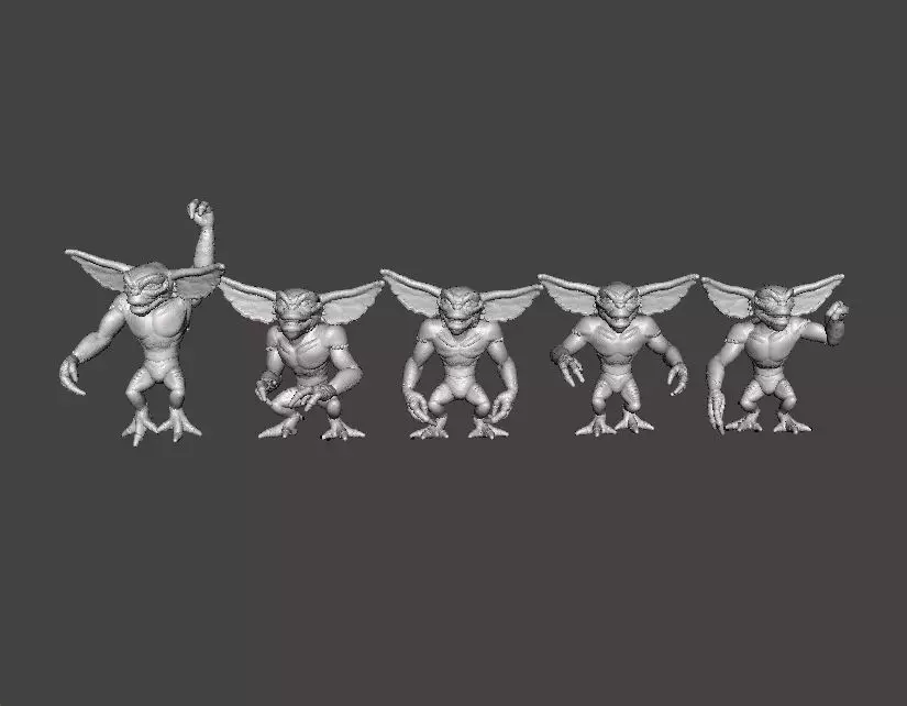 GREMLINS MINIATURE MODELS SET OF 5 FIGURES FANTASY HORROR RPG 3D print model_0