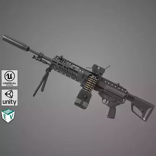 Machine Gun 14 Black All PBR Unity UE Textures