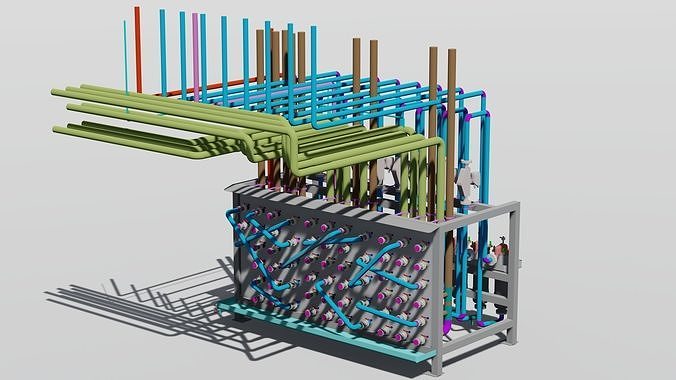 pipe connection room - filter bag - oil 3D model