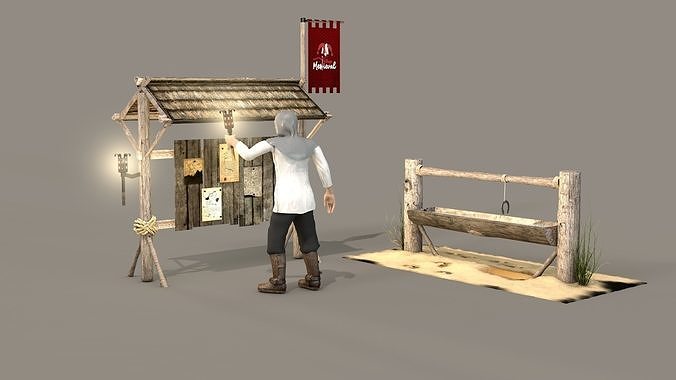 medieval kingdom message board scene 3D model