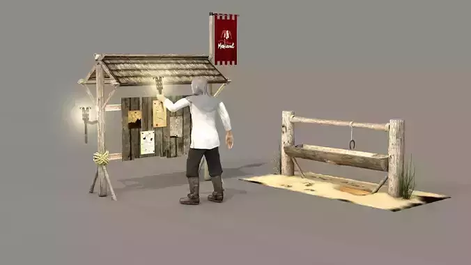 medieval kingdom message board scene 3D model