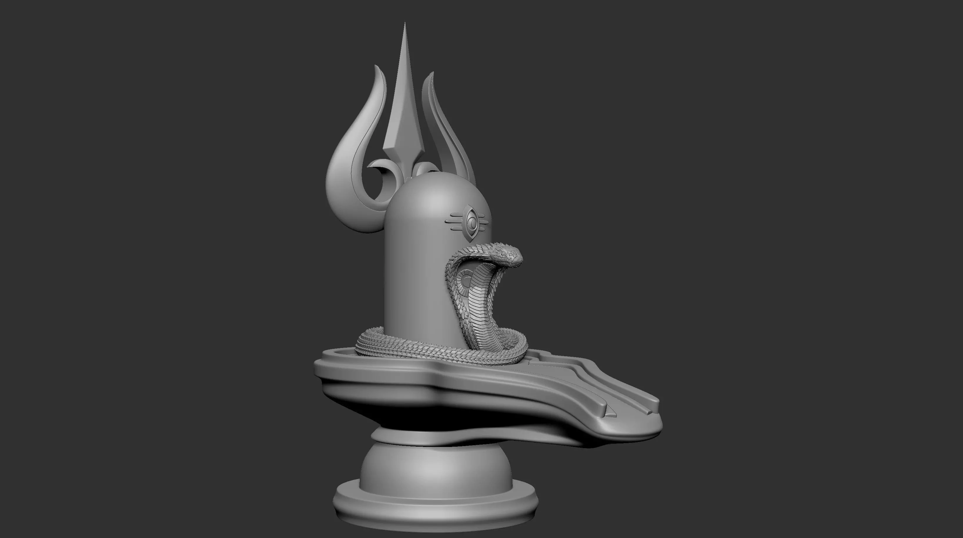 Shivling with snake and Trishul 3D print model_0