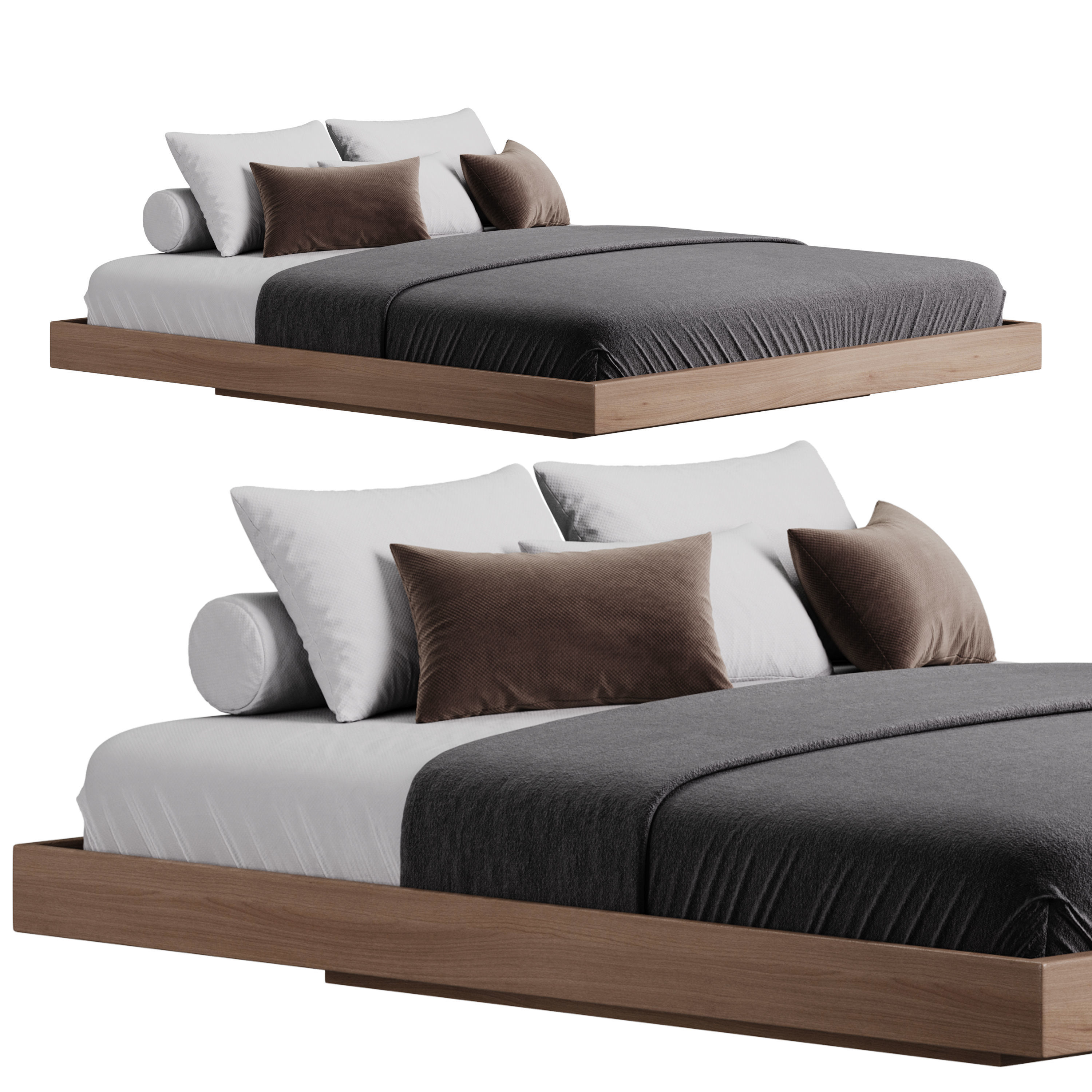 Espresso Platform Bed 3D model_1