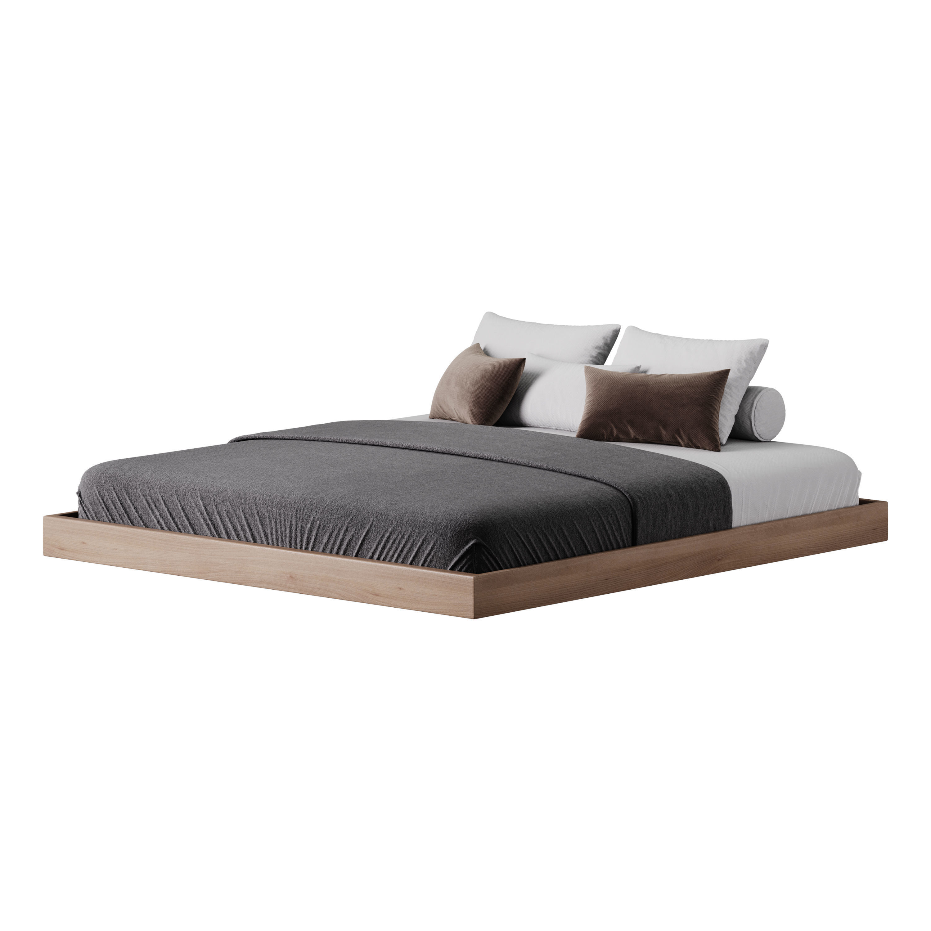 Espresso Platform Bed 3D model_5