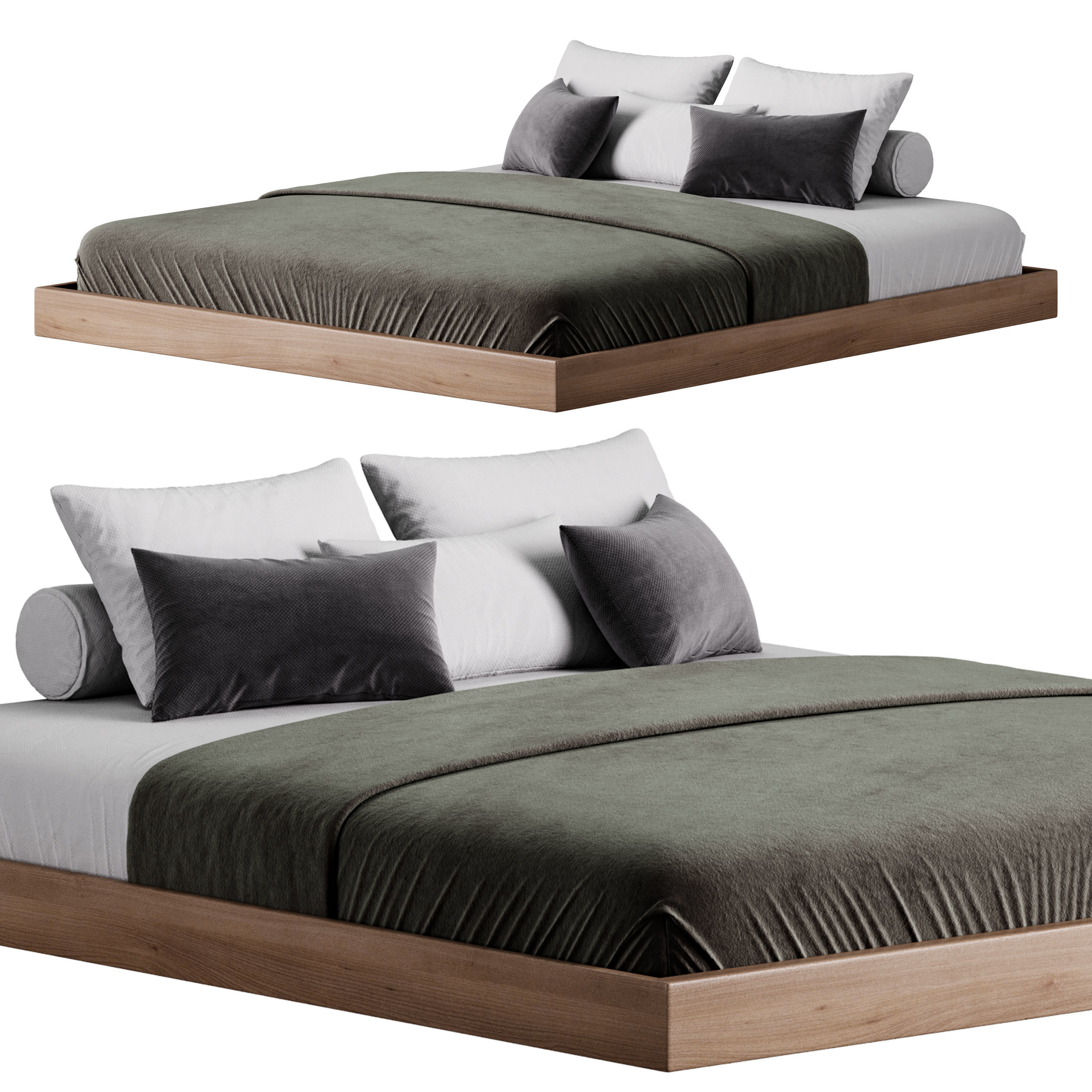 Espresso Platform Bed 3D model_3