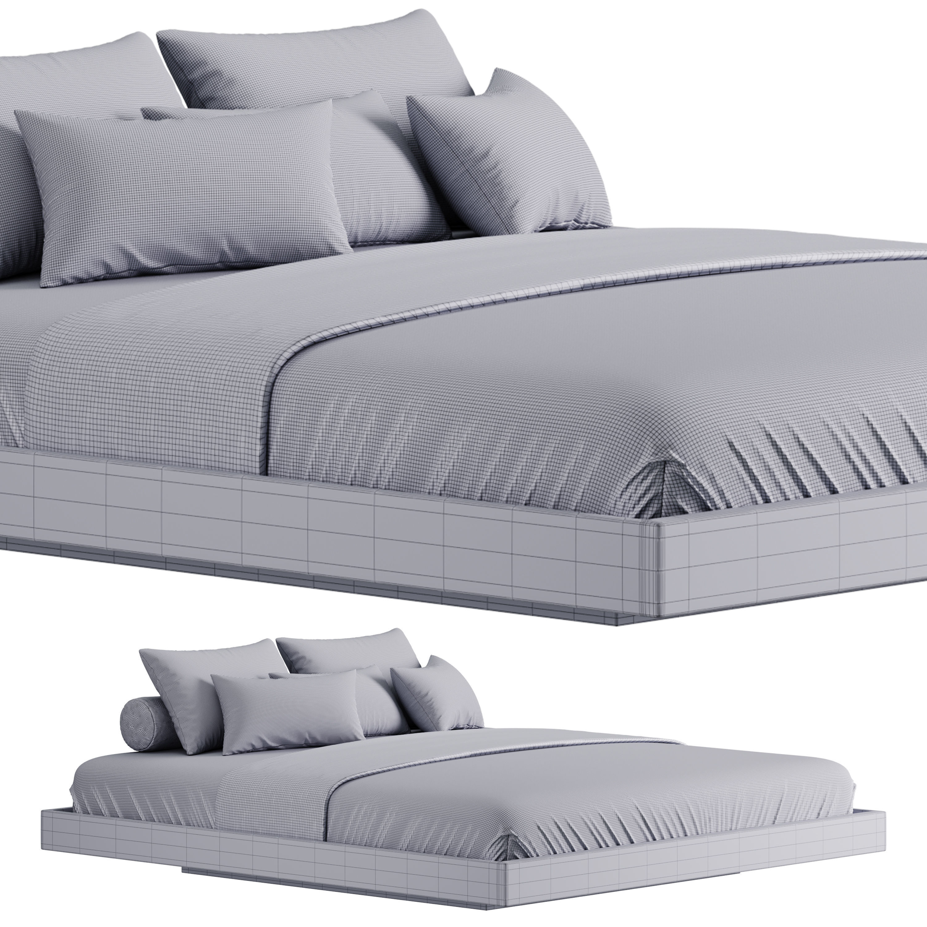 Espresso Platform Bed 3D model_14