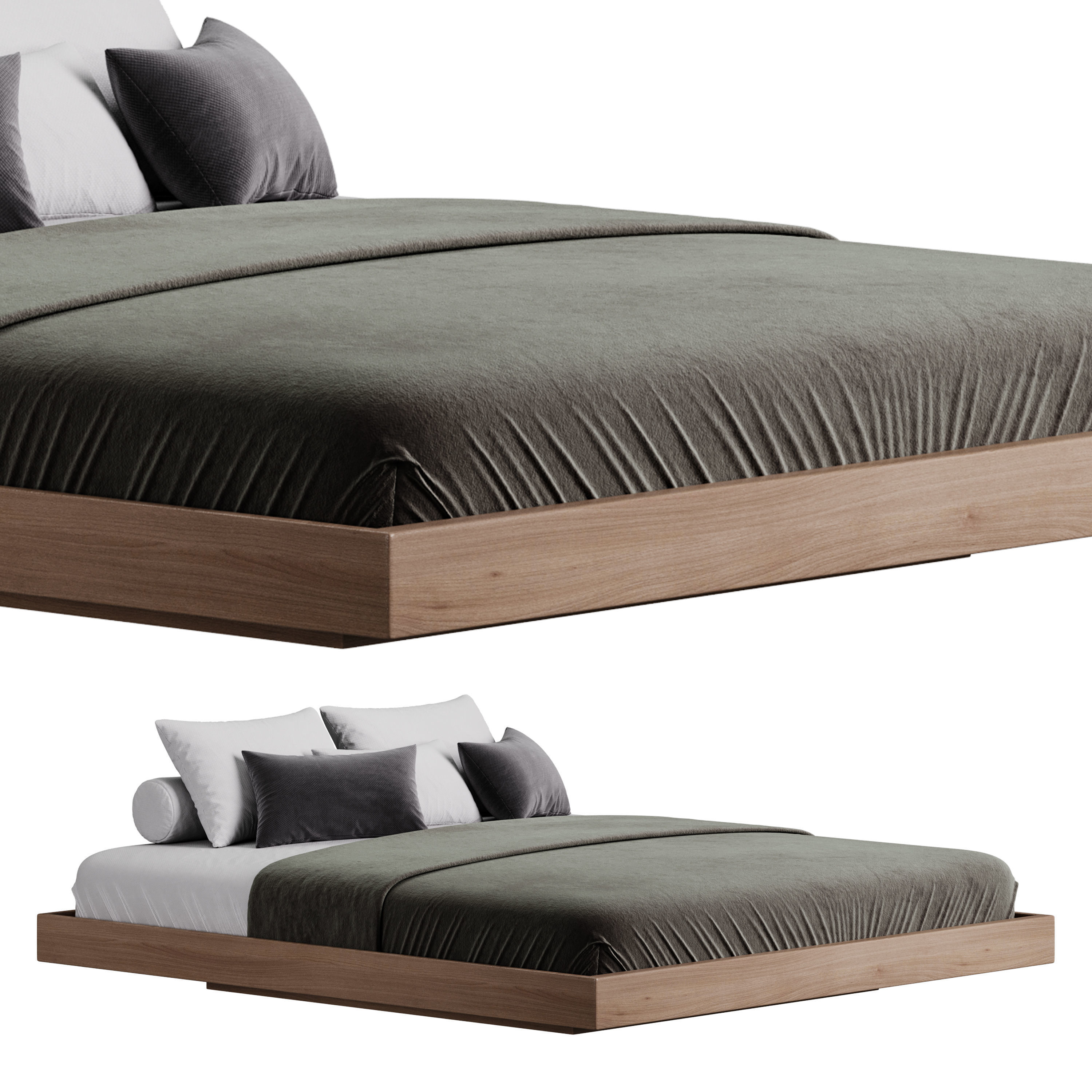 Espresso Platform Bed 3D model_2