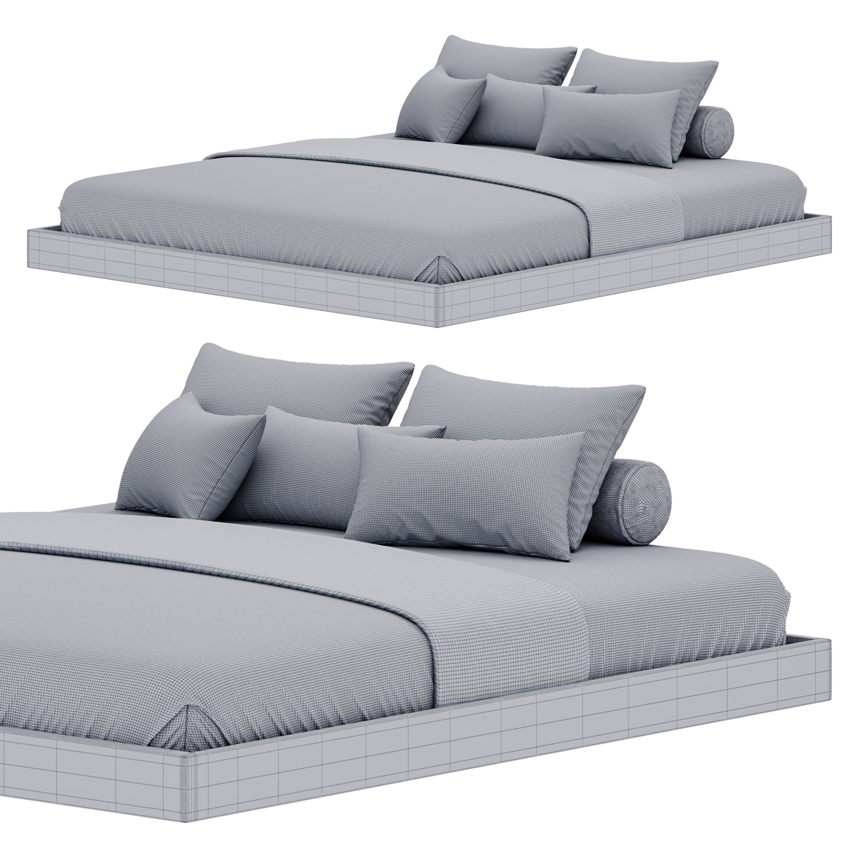 Espresso Platform Bed 3D model_13