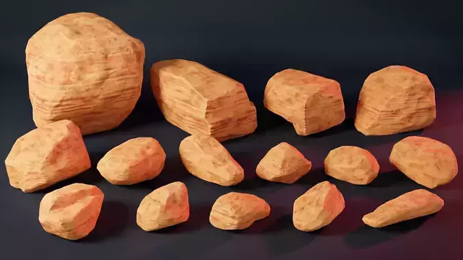 Stylized Rock Desert collection 15 Low-poly 3D model - V2 Low-poly 3D model