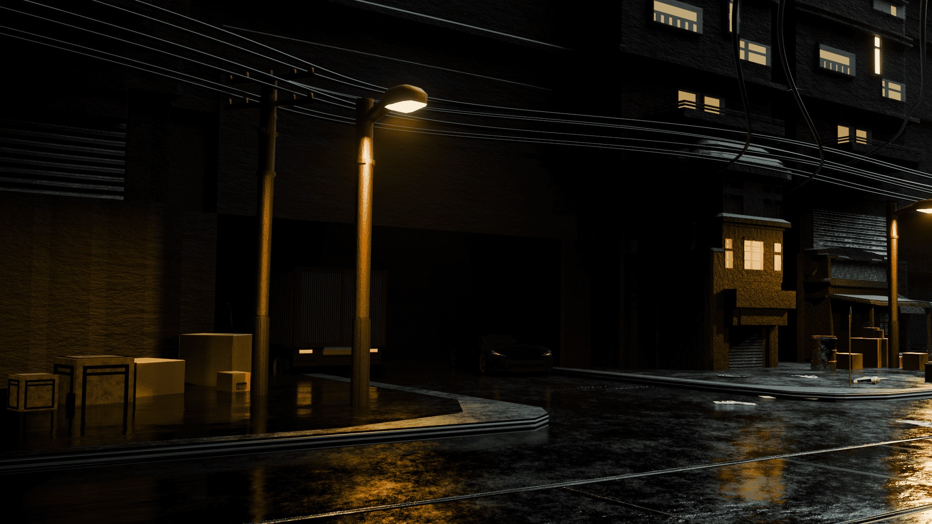 Modern city steet with 500 OBJECTS 3D model_1