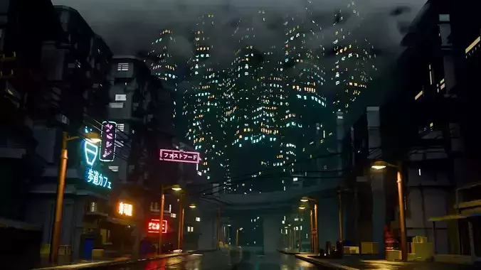  Modern city steet with 500 OBJECTS