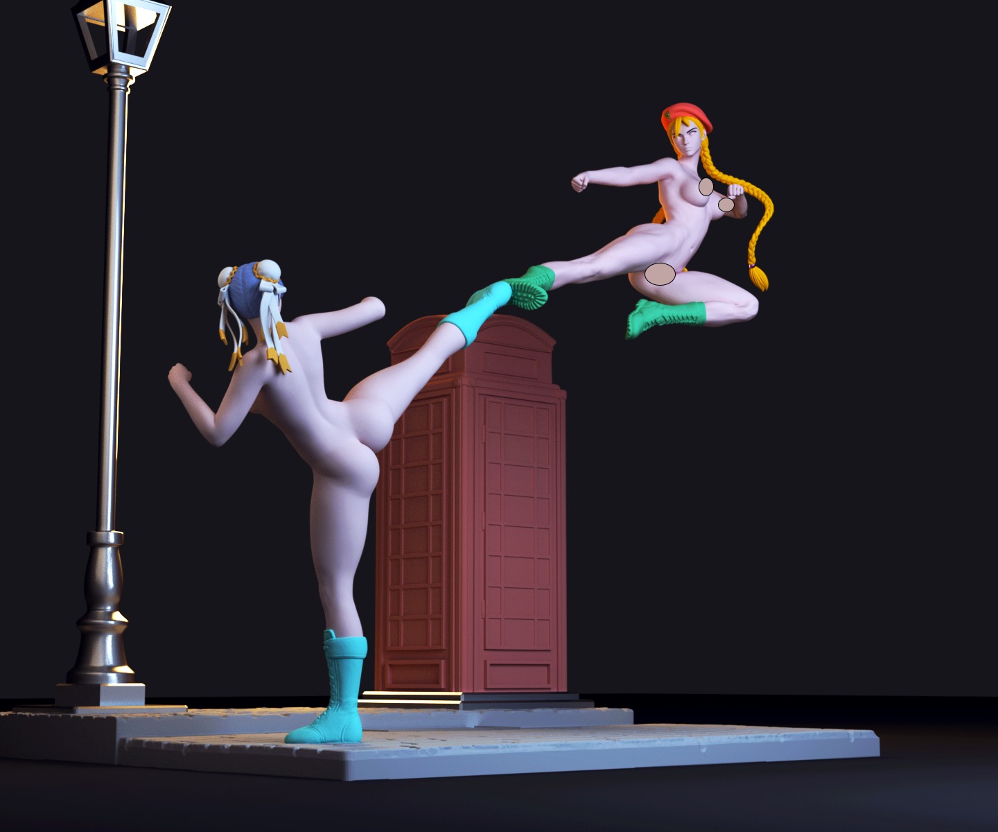 Chun-Li VS Cammy - Street Fighter - Diorama 3D print model_1