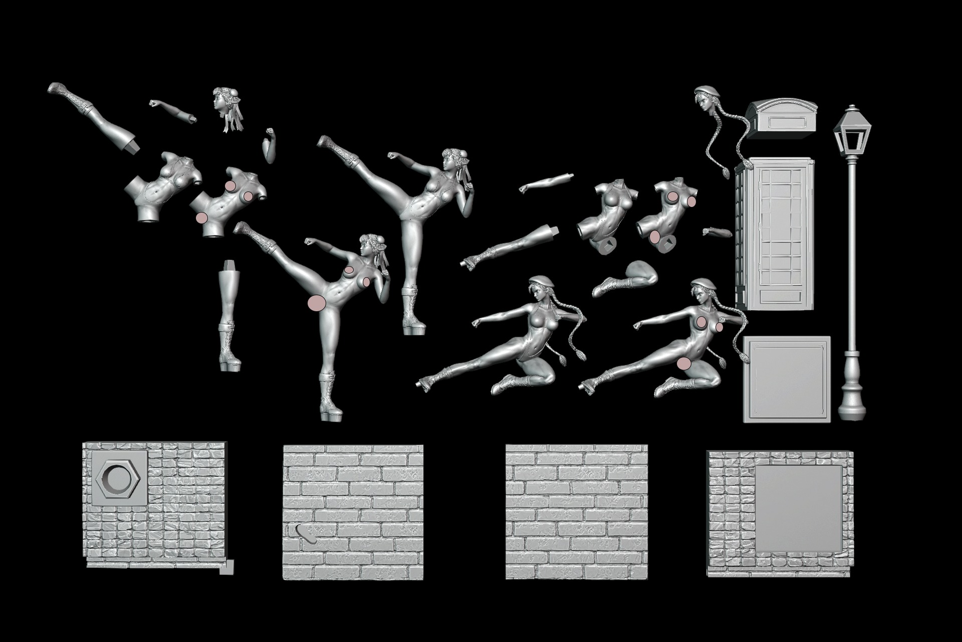 Chun-Li VS Cammy - Street Fighter - Diorama 3D print model_10