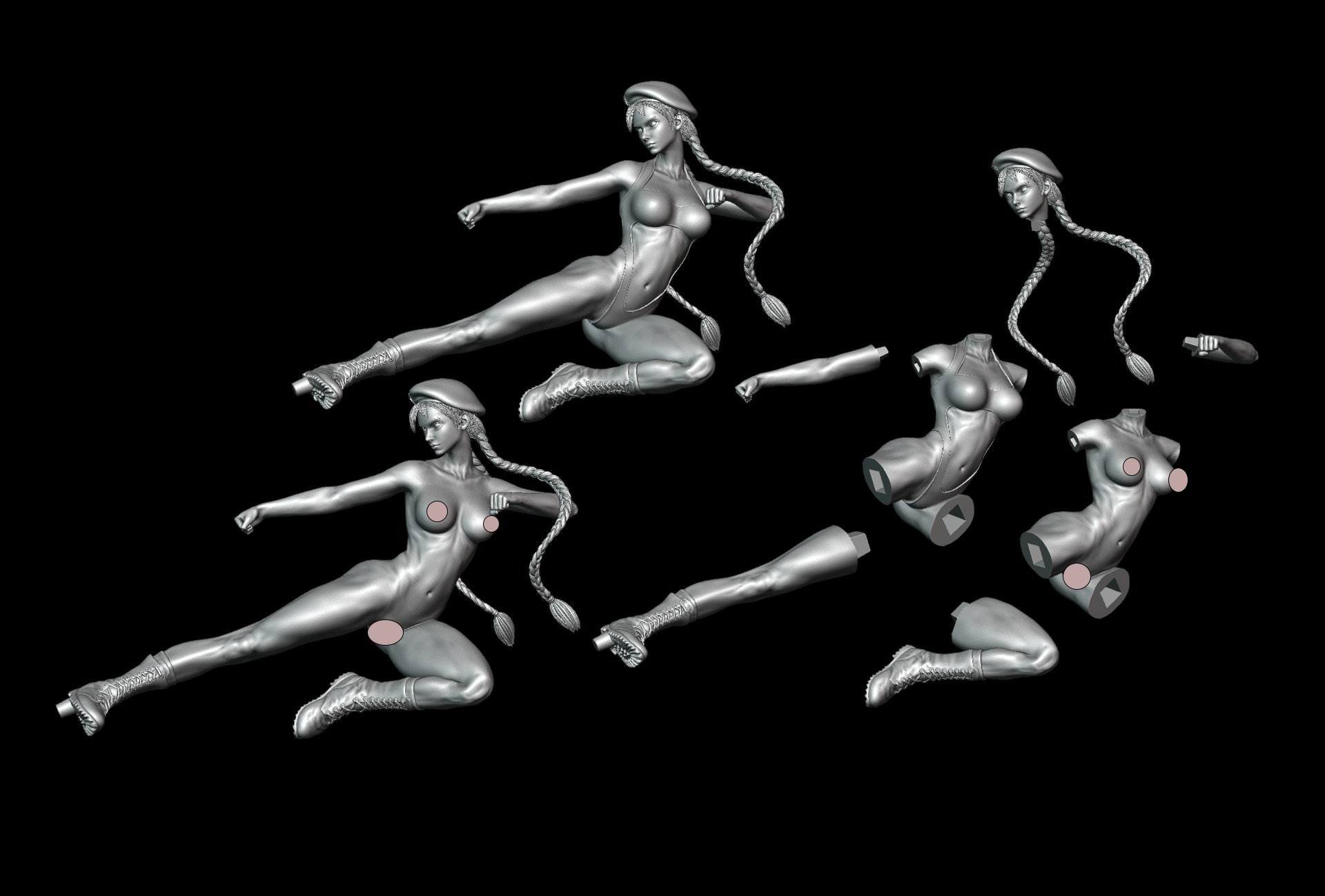 Chun-Li VS Cammy - Street Fighter - Diorama 3D print model_18